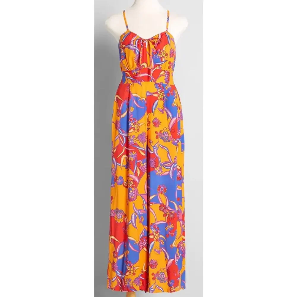 Modcloth For the Love of Festival Season Wide Leg Jumpsuit Tropical US 4 New - Picture 2 of 8